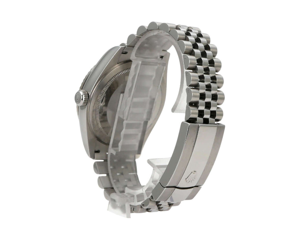 Rolex Sky-Dweller 326934 Edelstahl Weißgold Blau Jubile-Band seitliche Ansicht mit Jubile-Armband