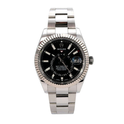Rolex Sky-Dweller 326934 Schwarz mit Edelstahl- und Weißgold-Gehäuse und schwarzem Zifferblatt