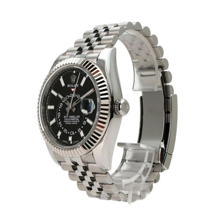 Rolex Sky-Dweller 326934 Schwarz Jubile-Band seitlich mit schwarzem Zifferblatt und Jubile-Armband