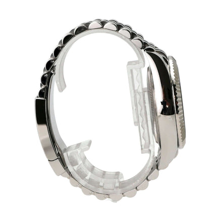 Rolex Sky-Dweller 326934 Schwarz Jubile-Band Edelstahl Gehäuse seitlich mit Jubile-Armband.