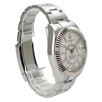Rolex Sky-Dweller 326934 Weiß - Edelstahl und Weißgold mit weißem Zifferblatt und Oyster-Armband.