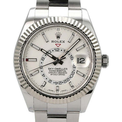Rolex Sky-Dweller 326934 Weiß mit weißem Zifferblatt, Edelstahl- und Weißgoldgehäuse, 42 mm, Oyster-Armband