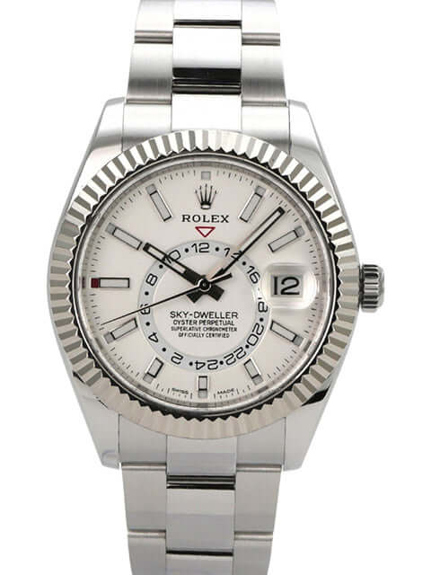Rolex Sky-Dweller 326934 Weiß mit weißem Zifferblatt, Edelstahl- und Weißgoldgehäuse, 42 mm, Oyster-Armband
