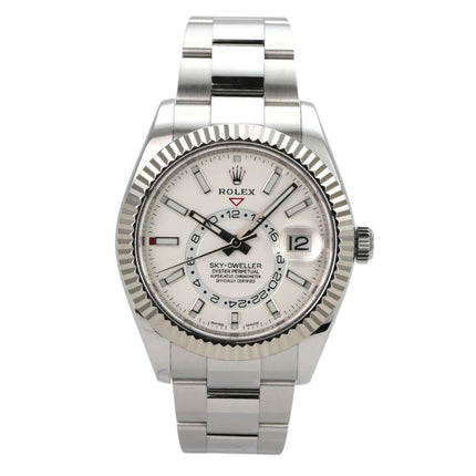 Rolex Sky-Dweller 326934 Weiß mit weißem Zifferblatt, Edelstahl- und Weißgoldgehäuse, Oyster-Armband und Ring-Command-Lünette