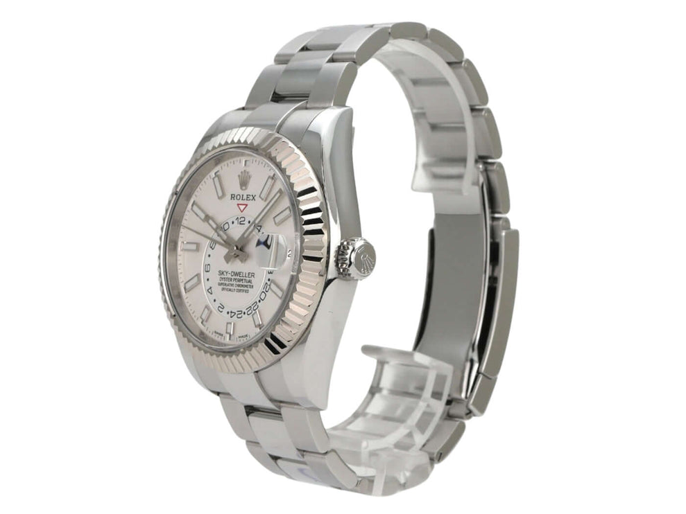 Rolex Sky-Dweller 326934 Weiß mit weißem Zifferblatt, Edelstahl- und Weißgoldgehäuse, Oyster-Armband