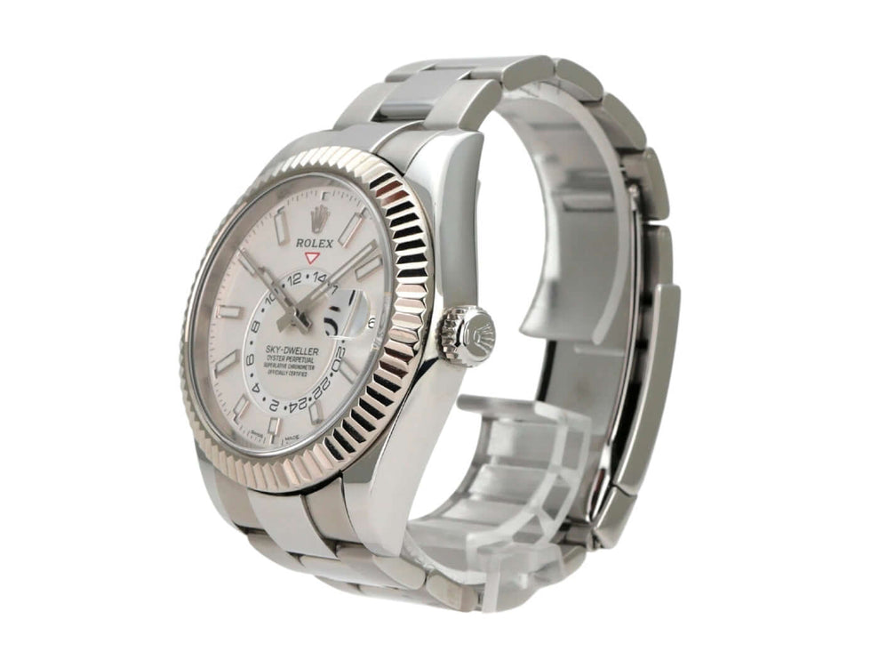 Rolex Sky-Dweller 326934 Weiß Uhr mit Edelstahl-Gehäuse und weißem Zifferblatt