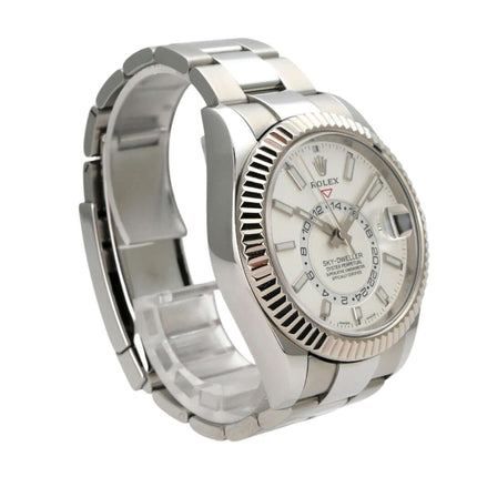 Rolex Sky-Dweller 326934 Weiß Edelstahl mit weißem Zifferblatt und drehbarer Lünette aus Weißgold