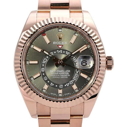 Rolex Sky-Dweller 326935 Everose-Gold Rhodium mit rhodiniertem Zifferblatt und 18 kt Everose-Gold Gehäuse.