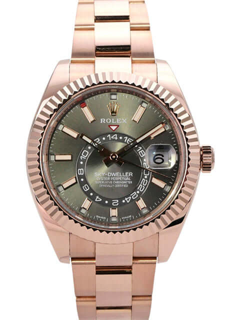 Rolex Sky-Dweller 326935 Everose-Gold Rhodium mit rhodiniertem Zifferblatt und 18 kt Everose-Gold Gehäuse.