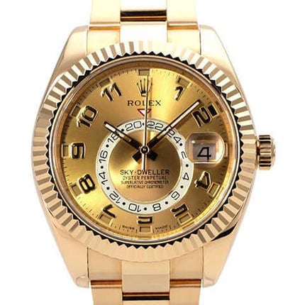 Rolex Sky-Dweller 326938 Gelbgold Champagnerfarben – 18 kt Gold, champagnerfarbenes Zifferblatt, Automatikwerk