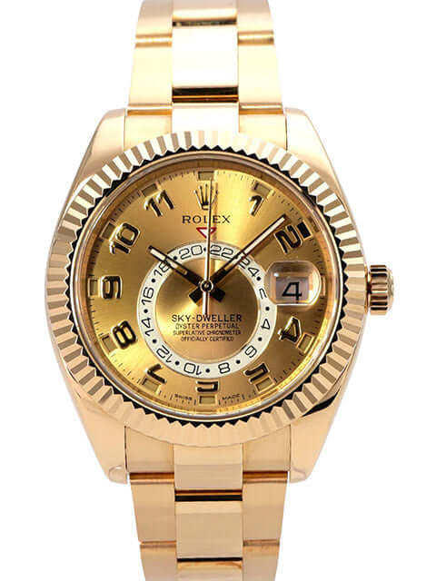 Rolex Sky-Dweller 326938 Gelbgold Champagnerfarben – 18 kt Gold, champagnerfarbenes Zifferblatt, Automatikwerk