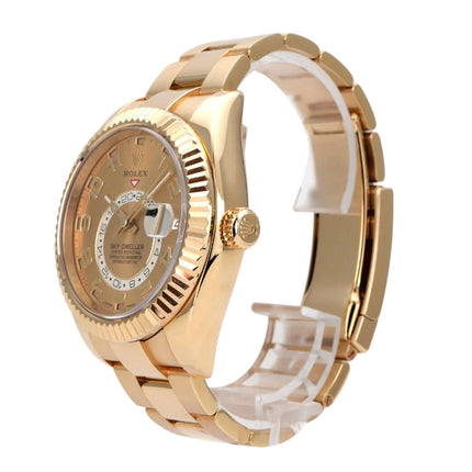 Rolex Sky-Dweller 326938 Gelbgold Champagnerfarben, luxuriöse Armbanduhr mit champagnerfarbenem Zifferblatt