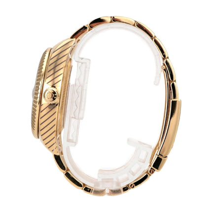Rolex Sky-Dweller 326938 Gelbgold Silber Römisch seitliche Ansicht des Gehäuses und Armbands.