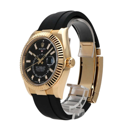 Rolex Sky-Dweller Gelbgold 336238 mit schwarzem Oysterflexband und schwarzem Zifferblatt