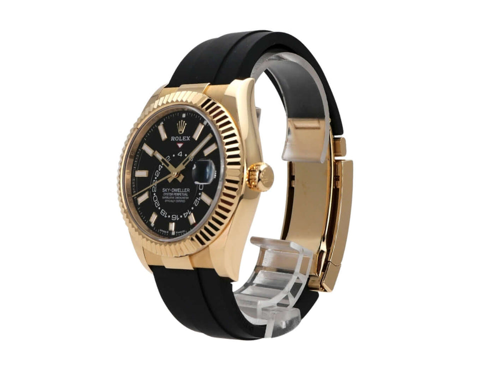 Rolex Sky-Dweller Gelbgold 336238 mit schwarzem Oysterflexband und schwarzem Zifferblatt