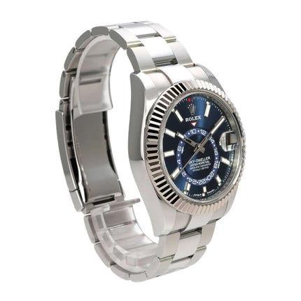 Rolex Sky-Dweller 336934 Blau, Edelstahl-Watch mit blauem Zifferblatt und automatischem Uhrwerk.