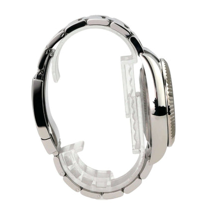 Rolex Sky-Dweller 336934 Blau Ansicht von der Seite mit poliertem Edelstahlarmband und Gehäuse.