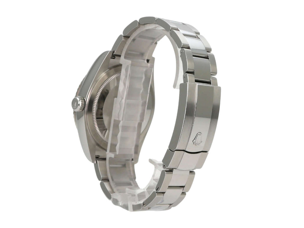 Rolex Sky-Dweller 336934 Blau seitliche Ansicht des Armbands aus Edelstahl und 18 kt Weißgold.