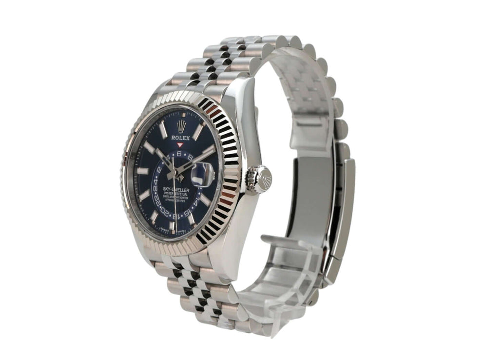 Rolex Sky-Dweller 336934 Blau Jubile-Band - Ansicht des Jubile-Armbands aus poliertem und satiniertem Edelstahl