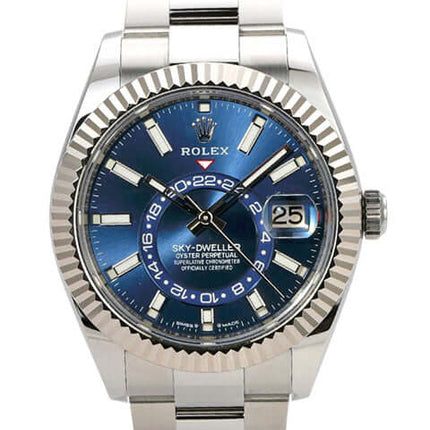 Rolex Sky-Dweller 336934 Blau mit blauem Zifferblatt und Edelstahl-Gehäuse, Oyster-Armband.