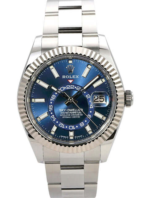 Rolex Sky-Dweller 336934 Blau mit blauem Zifferblatt und Edelstahl-Gehäuse, Oyster-Armband.
