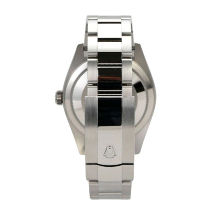 Detailansicht des Rolex Sky-Dweller 336934 Blau mit Oyster-Armband aus Edelstahl