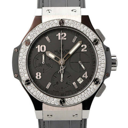 Hublot Big Bang Earl Grey 342.ST.5010.LR.1104 elegante Uhr mit grauem Zifferblatt und Diamantenbesetzter Lünette
