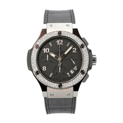 Hublot Big Bang Earl Grey 342.ST.5010.LR.1104 elegante Uhr mit grauem Zifferblatt und besetzter Lünette.
