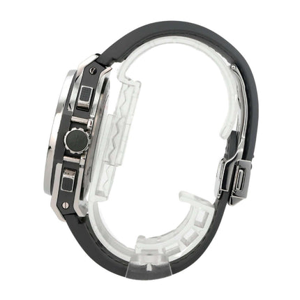 Hublot Big Bang Earl Grey 342.ST.5010.LR.1104 seitliche Ansicht der Uhr mit grauem Lederarmband und Edelstahlgehäuse.