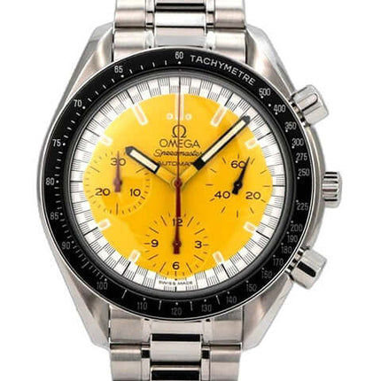 OMEGA Speedmaster Reduced Ref. 3510.12.00 mit gelbem Zifferblatt, Edelstahlgehäuse, Tachymeterlünette und Automatikwerk