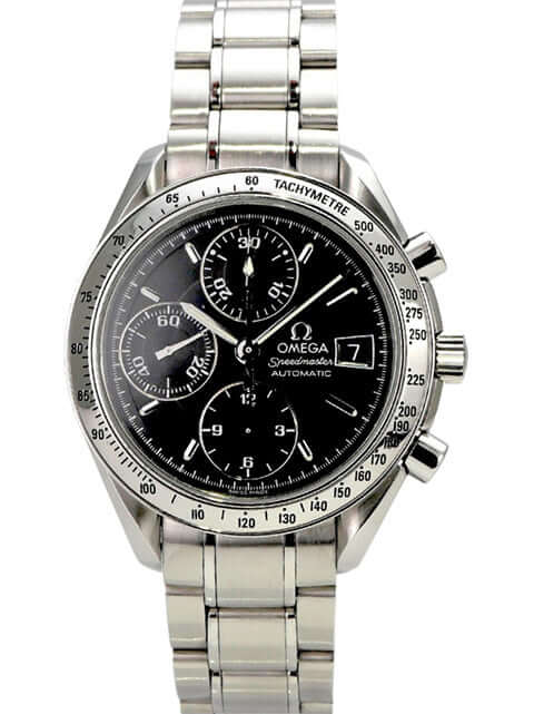 OMEGA Speedmaster Ref. 3513.50.00, Edelstahl, schwarzes Zifferblatt, Automatikwerk, 39 mm, Tachymeterskala.