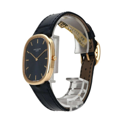 Patek Philippe Ellipse d’Or 3738/100J-001, 18 kt Gelbgold, schwarzes Lederband, automatisches Uhrwerk