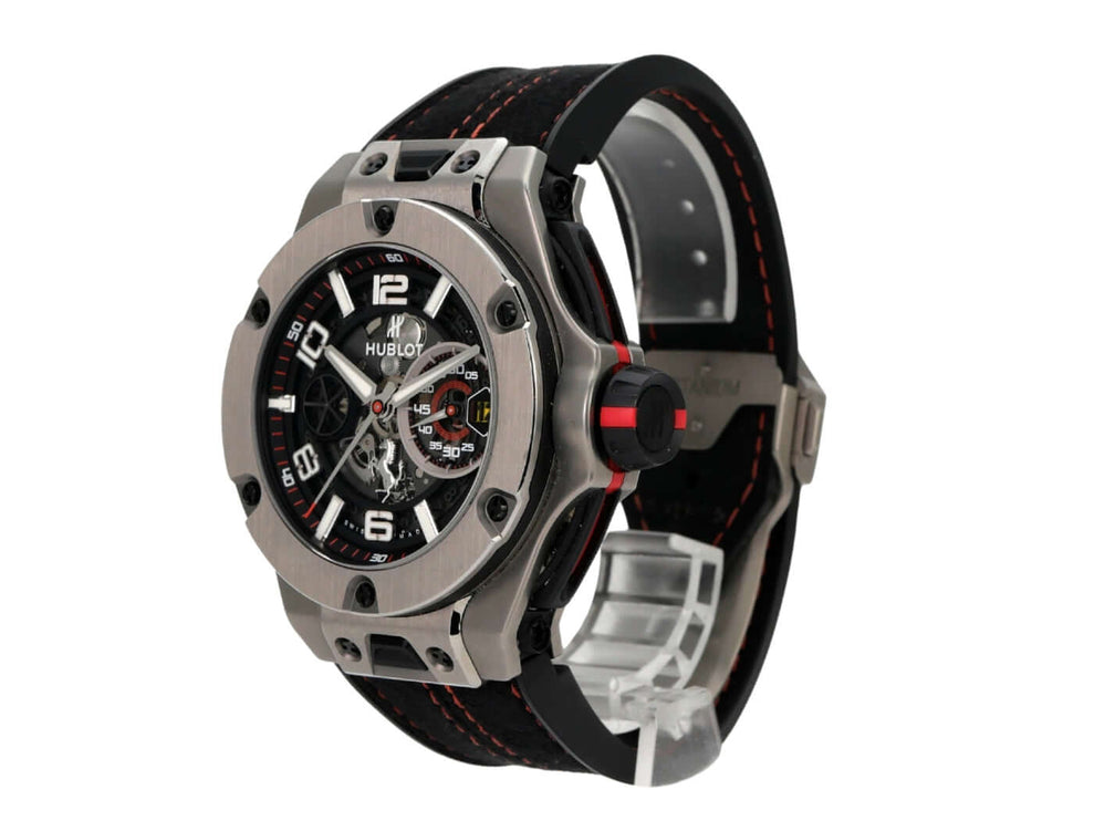 Hublot Big Bang Ferrari Unico Titanium 402.NX.0123.WR Luxuschronograph aus Titan mit schwarzem Kautschukband