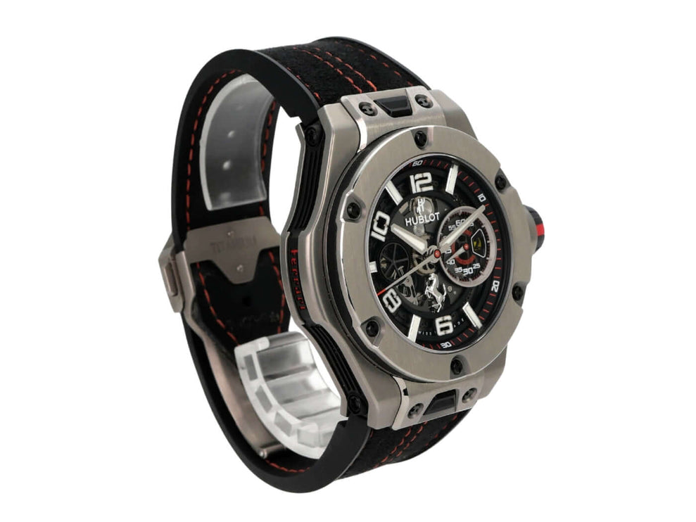Hublot Big Bang Ferrari Unico Titanium 402.NX.0123.WR, Titanuhr mit schwarzem Kautschuk-/Alcantara-Armband