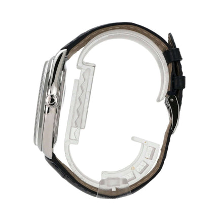 Omega De Ville Tresor Orbis 432.13.40.21.03.001 Uhr mit blauem Lederband und Edelstahl-Gehäuse.