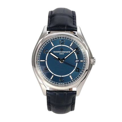 Vacheron Constantin Fiftysix 4600E/000A-B487 elegante Herrenuhr mit blauem Zifferblatt und Lederband.