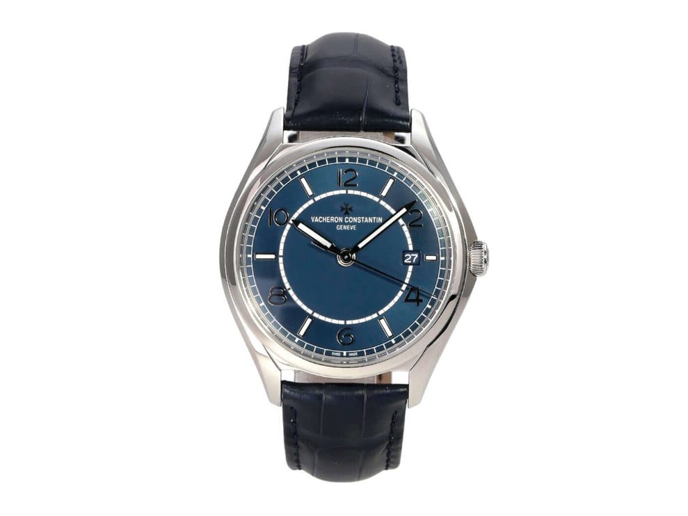 Vacheron Constantin Fiftysix 4600E/000A-B487 elegante Herrenuhr mit blauem Zifferblatt und Lederband.
