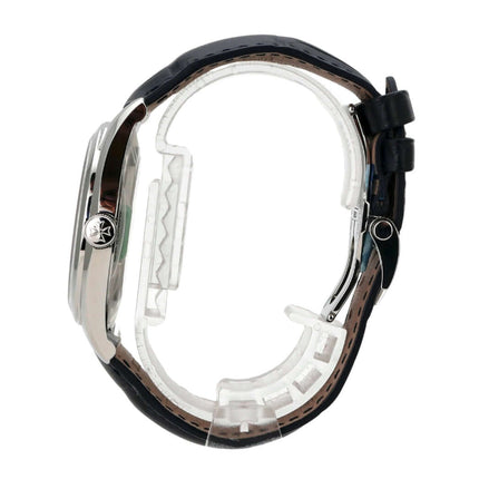 Vacheron Constantin Fiftysix 4600E/000A-B487 seitliche Ansicht mit blauem Lederband und Edelstahlgehäuse.