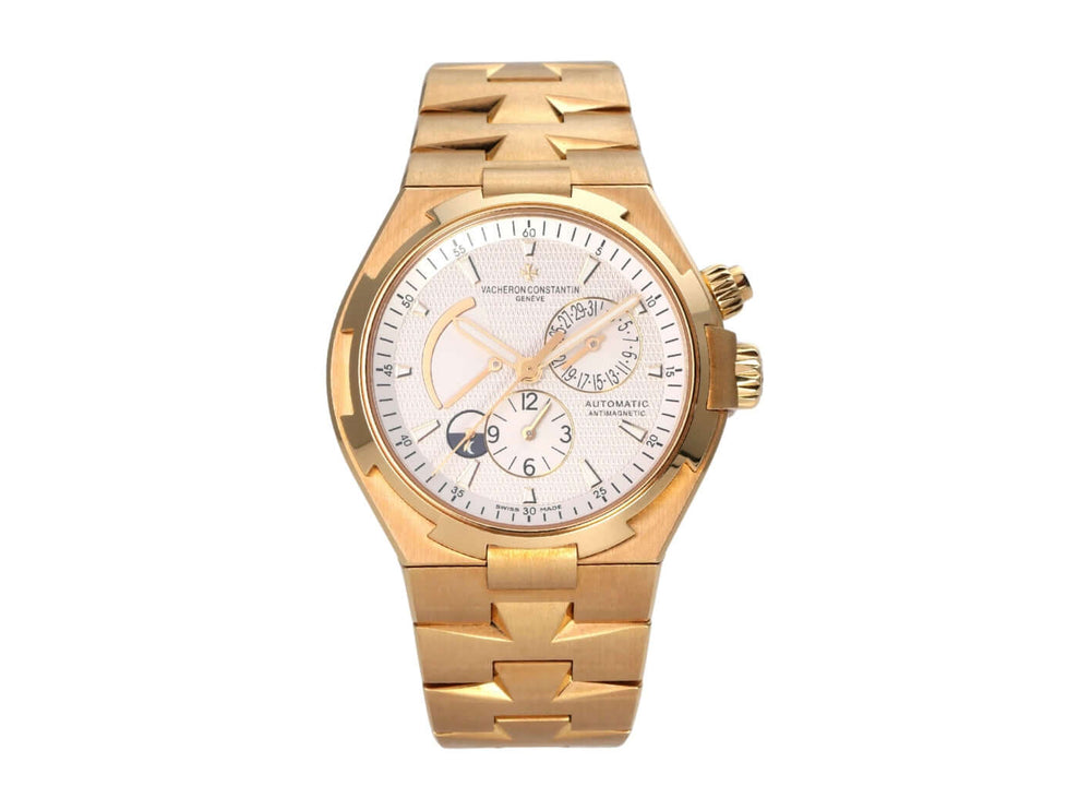 Vacheron Constantin Overseas Dual Time 47450/B01J-9228 in Gelbgold mit silberfarbenem Zifferblatt und Automatikwerk