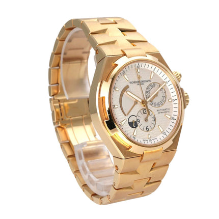 Vacheron Constantin Overseas Dual Time 47450/B01J-9228, Gelbgold Uhr mit silberfarbenem Zifferblatt, Automatikwerk.