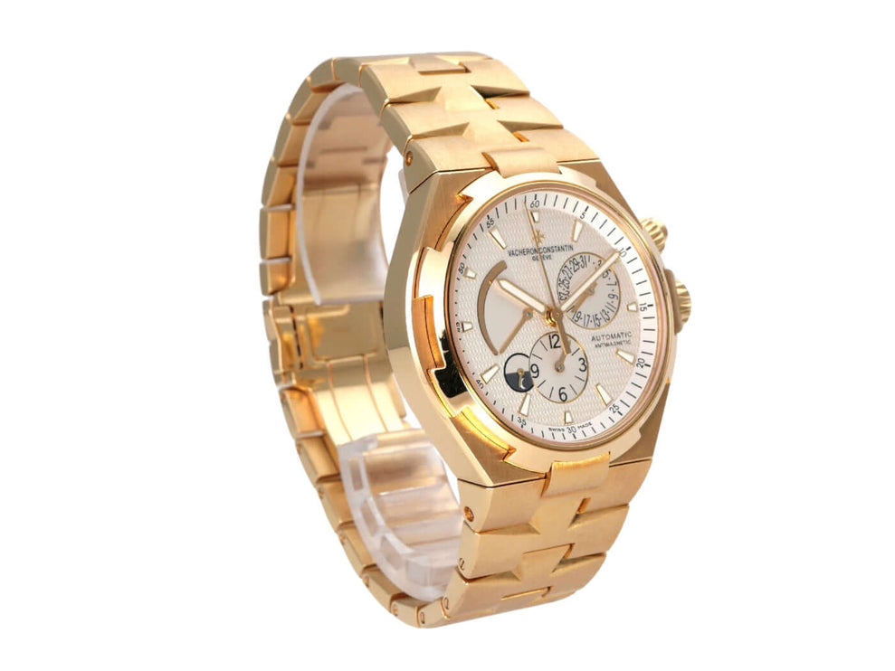Vacheron Constantin Overseas Dual Time 47450/B01J-9228, Gelbgold Uhr mit silberfarbenem Zifferblatt, Automatikwerk.