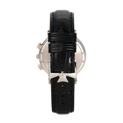 Vacheron Constantin Patrimony 49005-000P-2031 mit schwarzem Lederband und Platin Dornschließe.