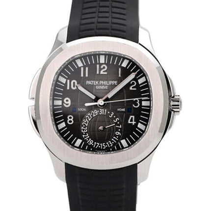 Patek Philippe Aquanaut Travel Time 5164A-001, Edelstahl, schwarzes Zifferblatt, Kautschukband, Automatik.