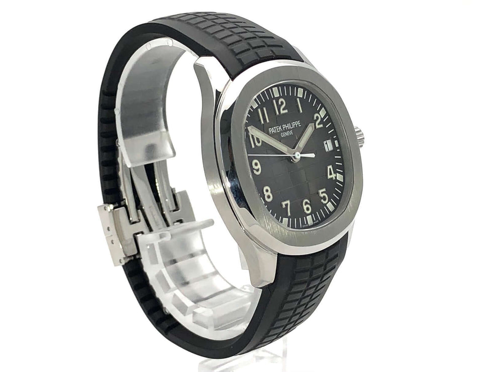 Patek Philippe Aquanaut 5167A-001, Edelstahl, schwarzes Kautschukband, schwarzes Zifferblatt, arabische Leuchtziffern, Automatikuhr, 2018.