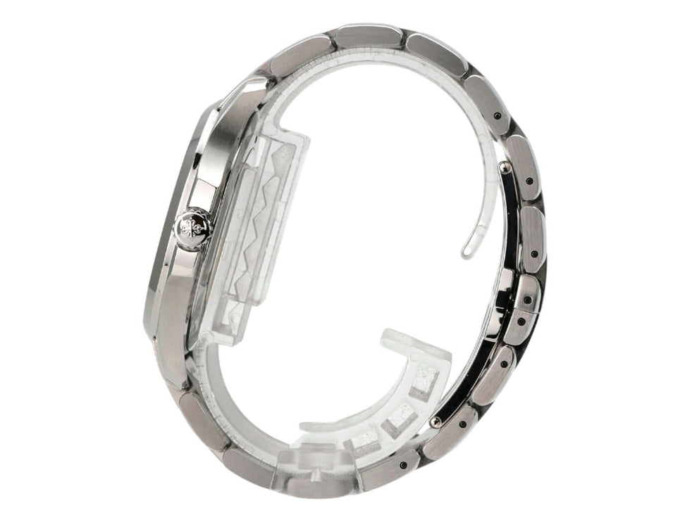 Patek Philippe Aquanaut 5167/1A-001 Edelstahlband seitliche Ansicht mit Edelstahlarmband und Faltschließe.