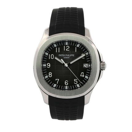 Patek Philippe Aquanaut 5167/1A-001 Edelstahlband, schwarzes Zifferblatt, automatischer Aufzug, Edelstahlgehäuse und Lünette, Kautschukband