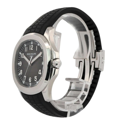 Patek Philippe Aquanaut 5167/1A-001 Edelstahlband mit schwarzem Zifferblatt und Kautschukarmband, poliertes und satiniertes Edelstahlgehäuse