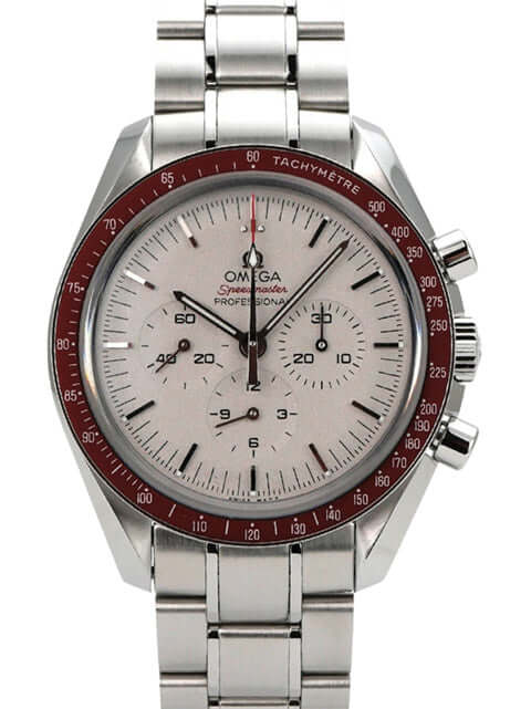 Omega Speedmaster Moonwatch 522.30.42.30.06.001 Tokyo 2020 mit Edelstahlarmband und rotem Tachymeter.
