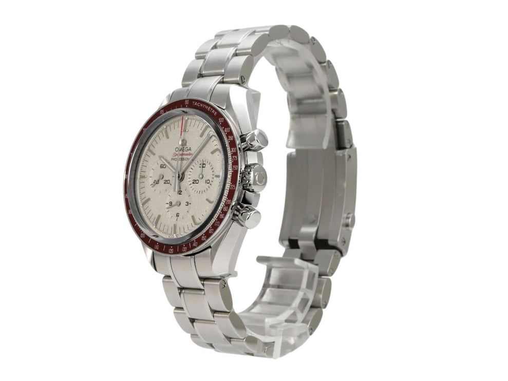 Omega Speedmaster Moonwatch 522.30.42.30.06.001 Tokyo 2020 Edelstahlgehäuse mit rotem Inlay und Tachymeterskala