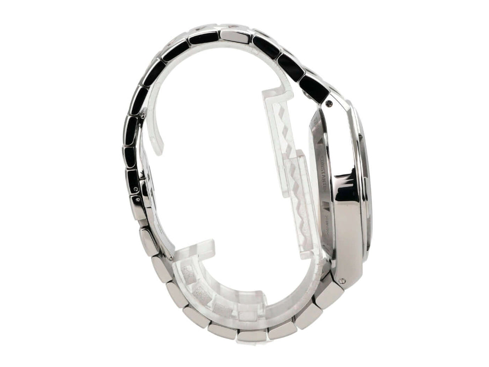 Vacheron Constantin Overseas Chronograph Ref. 5520V/210A-B686 seitliche Ansicht des Edelstahlarmbands und Gehäuses.